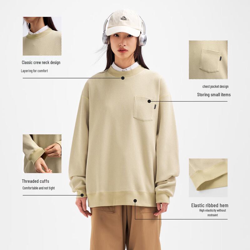 Pelliot Unisex Mountain Series Waffle Knit Long-Sleeve Sweatshirt