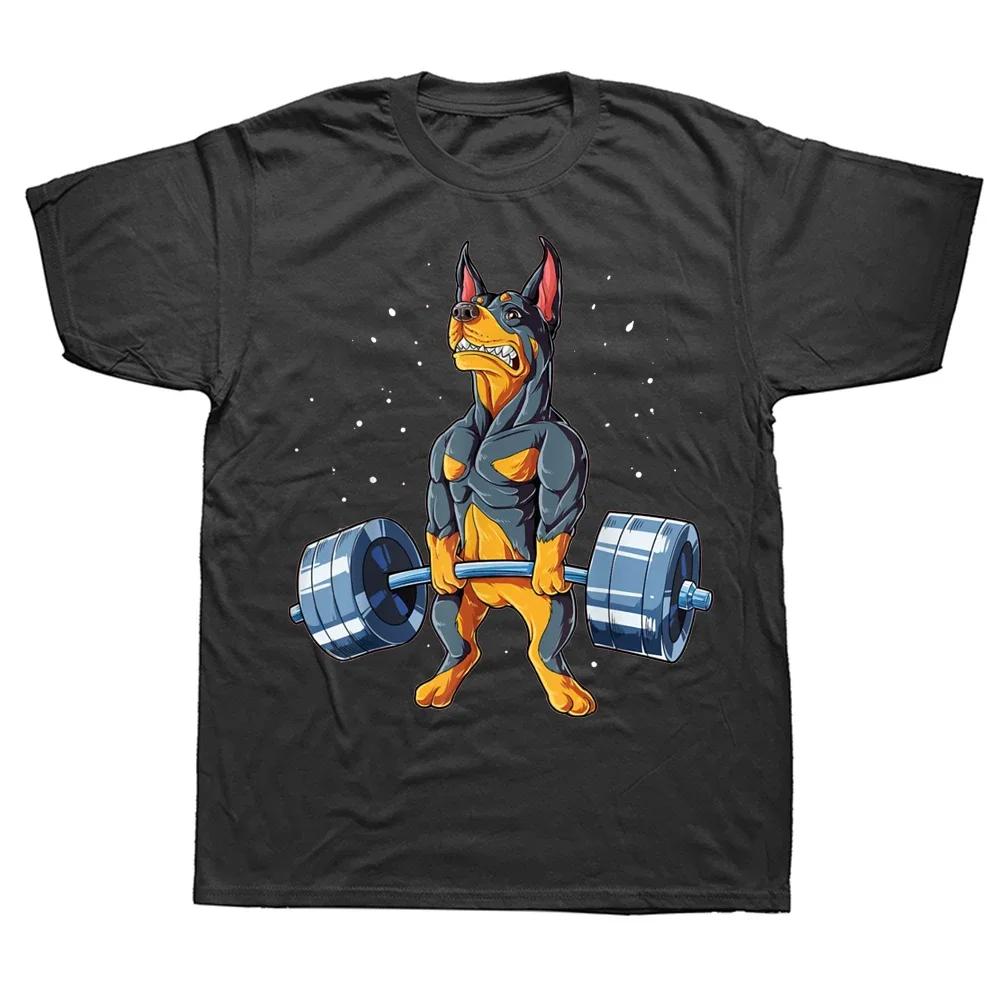 Doberman Dog Weightlifting Funny Deadlift Gym T Shirts Gr... XXL