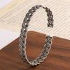 PANJBJ 925 Sterling Silver Weave Bangle for Women Hollow Out Retro Punk Ins Fashion Trend Jewelry Gift Dropshipping