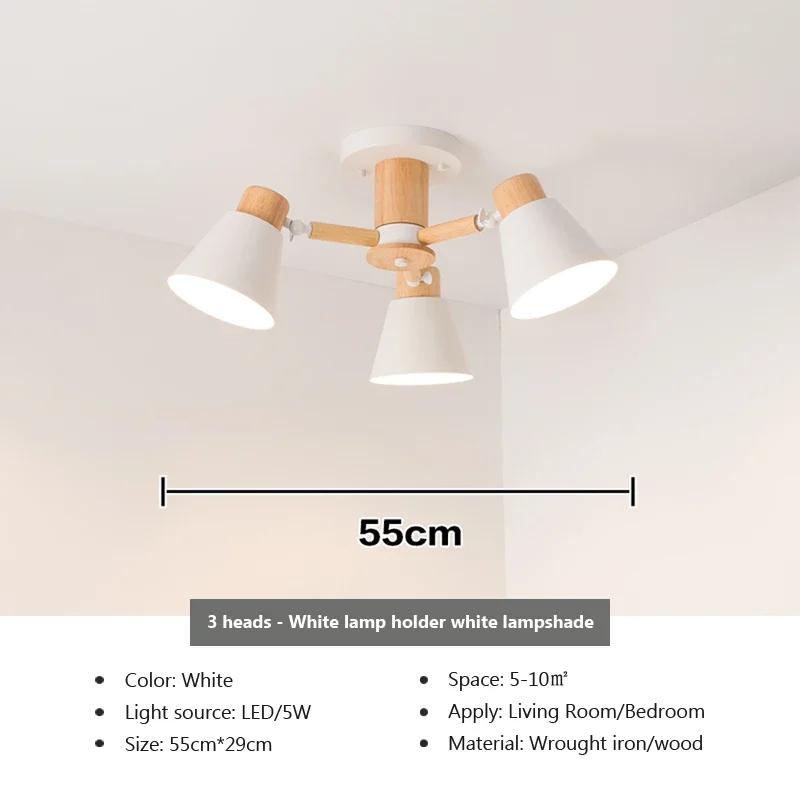 Nordic Chandelier Solid Wood Living Room E27 Bulb Ceiling Lamp For Bedroom Hotel Restaurant Modern Chandelier Lamp Decor Light
