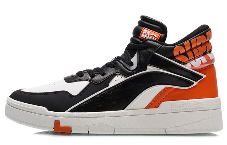 Li Ning Wave Superwave Высокие Скейтбордические Кроссовки Мужские Черно-Оранжевые AGCQ179-2 40