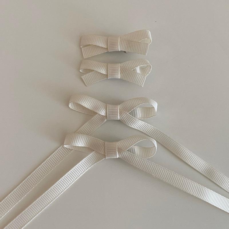 

4pcs pink ribbon bow small hair clip set cute single clip girl heart braided hair accessory atmosphere feeling hairpin
