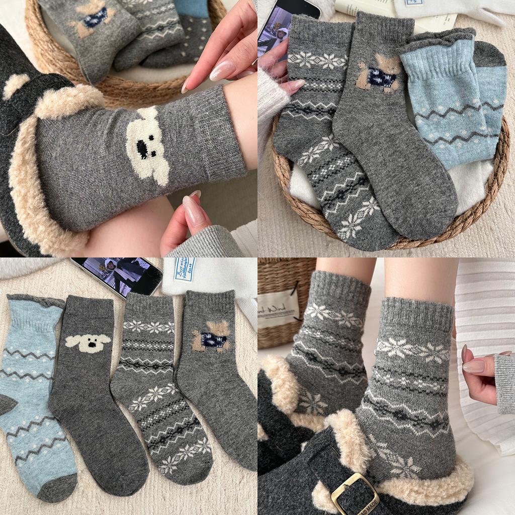 Thick Wool Socks - Children's Warm and Cute Cartoon Pile Socks. Comfortable Elastic Mid-calf Socks.
