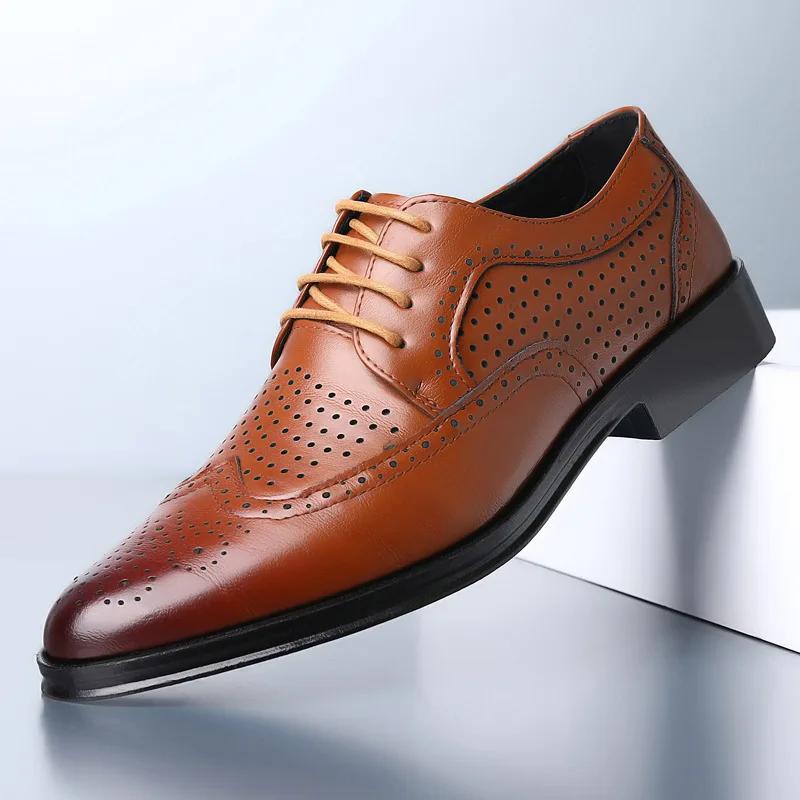 Men's Breathable Leather Shoes Black Soft Leather Lace-up Spring And Autumn Best Man Men's Business Formal Wear Casual Shoe