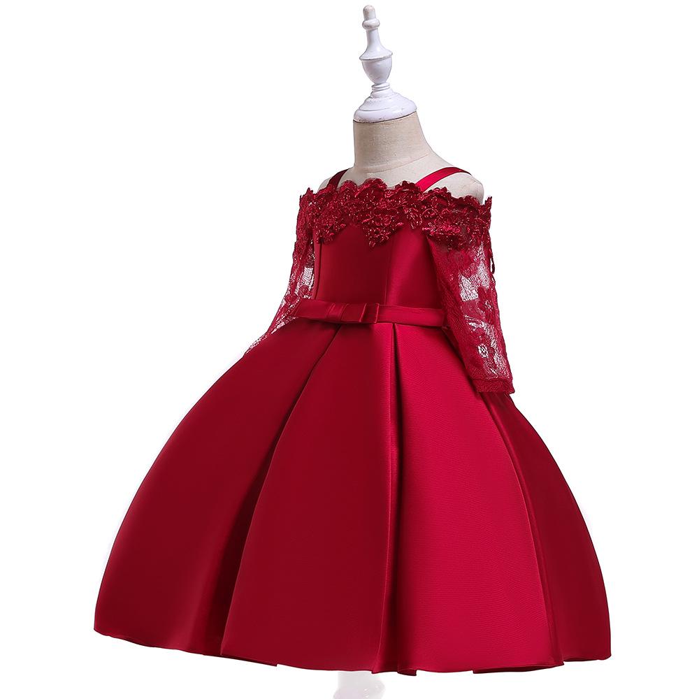 

Girls One-Shoulder Floral Princess Formal Dress for Weddings 110 cm