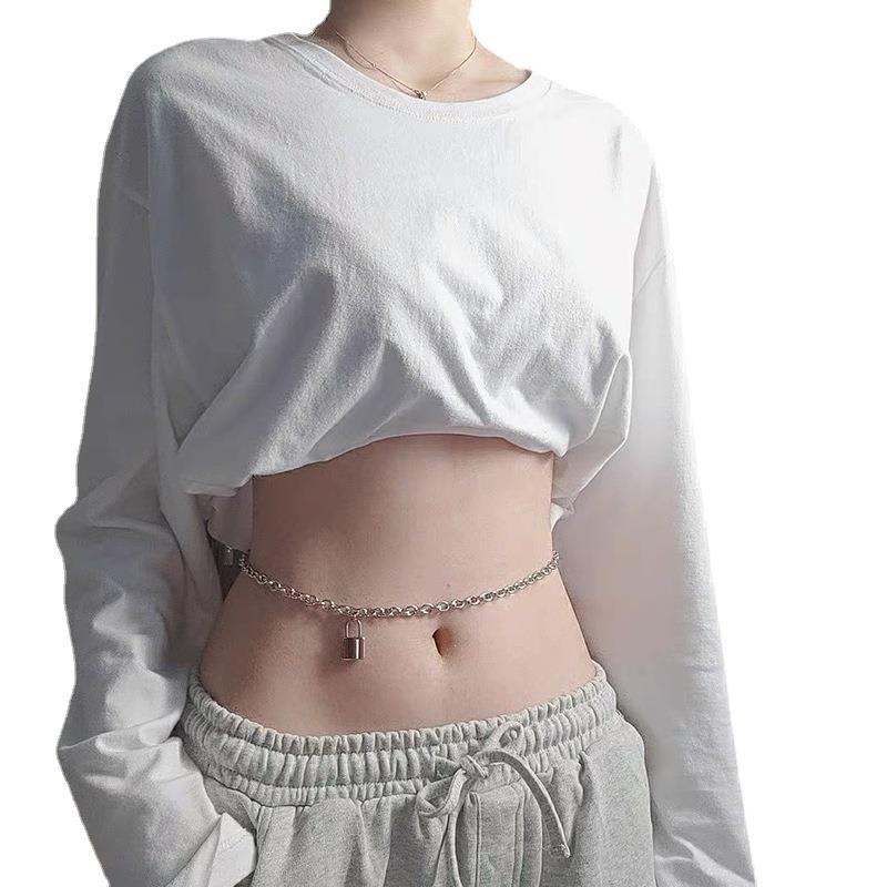 European and American Style Ins Lock Pendant Waist Chain for Women Adjustable Hot Girl Body Chain Punk Hip-hop Pants Chain Waist Decoration