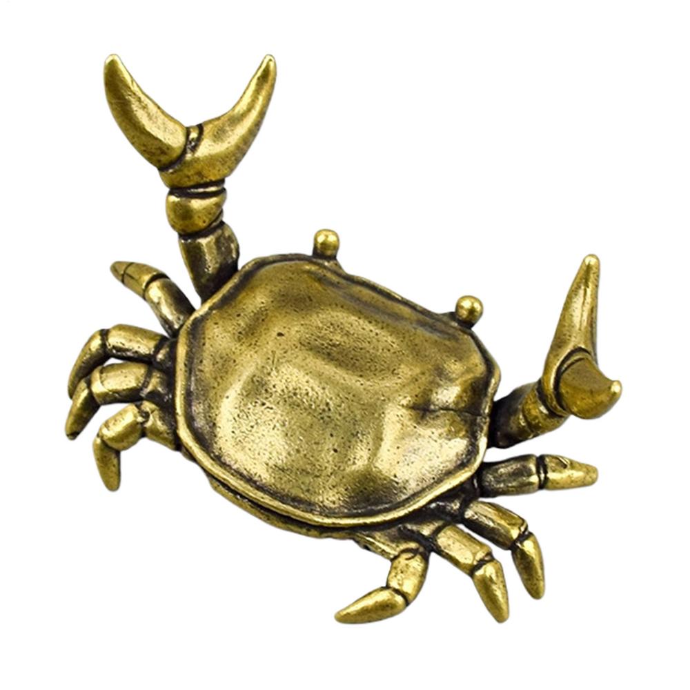 

Вінтажні латунні мініатюри Краб Орнамент Тварина Підставка для ручок Настільна прикраса Колекції ремесел Латунний краб-важкоатлет Підставка для ручок жовтий