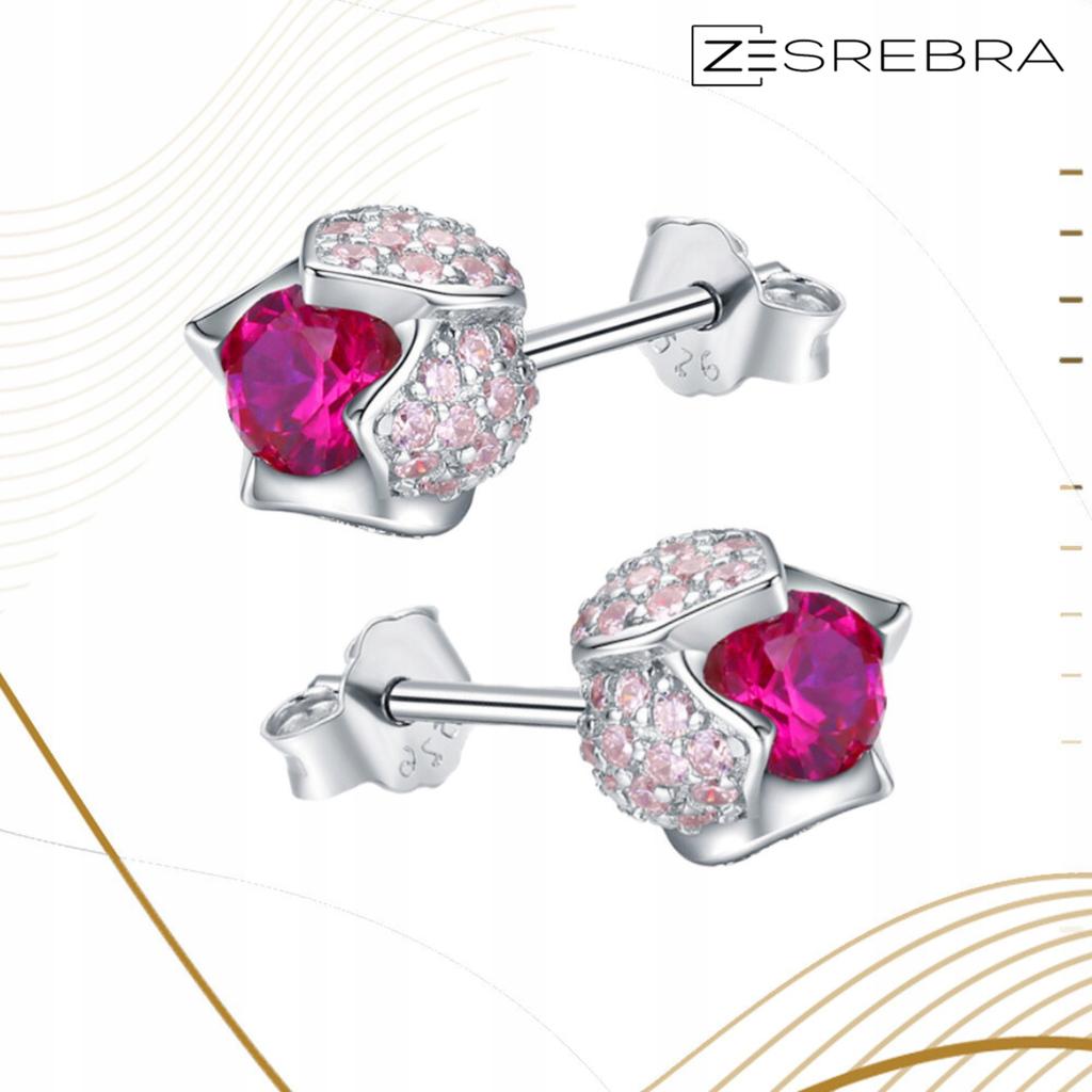 S925 Earrings Flowers Tulips Colorful Zircons