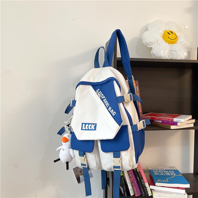 

Stylish High School Backpack For Teens With Large Capacity And Waterproof Design In Blue/black/red/purple синий