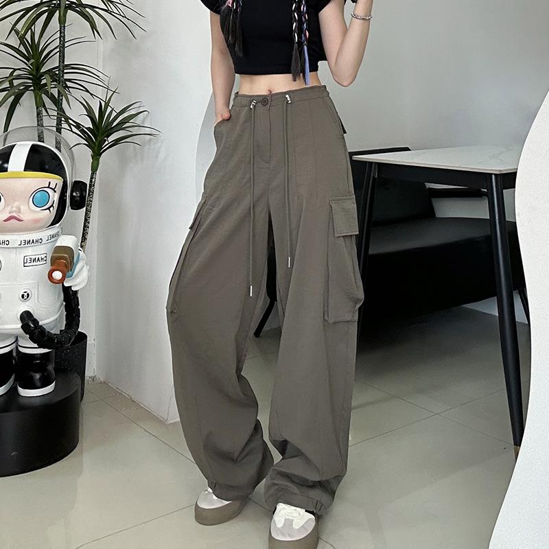 Uncle Radish Tied Overalls Women's Spring and Autumn New Loose Outdoor Quick-drying Pants Ice Silk Wide-leg Sweatpants