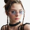 Rectangle Retro Glasses Transparent Frame Personalized Sunglasses Female Hip Hop Sunglasses Men