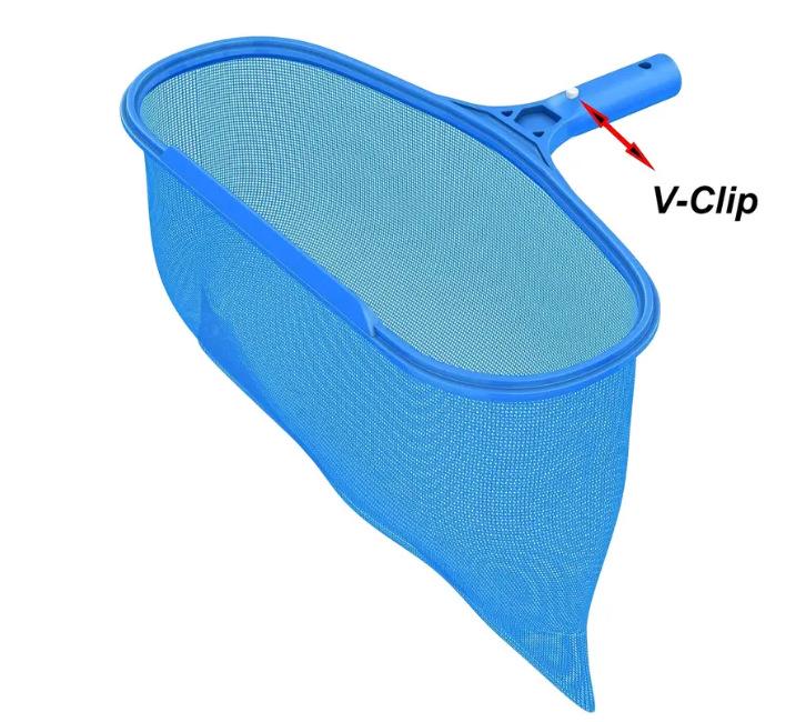 Swimming Pool Cleaning Set: V-Clip & I-Clip Connectors, Net & Floor Brush