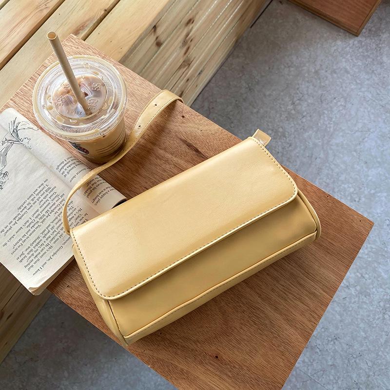 

Корейская ретро-сумка из вощеной кожи через плечо - универсальная маленькая квадратная сумка на плечо на осень для женщин горчичный/жёлтый