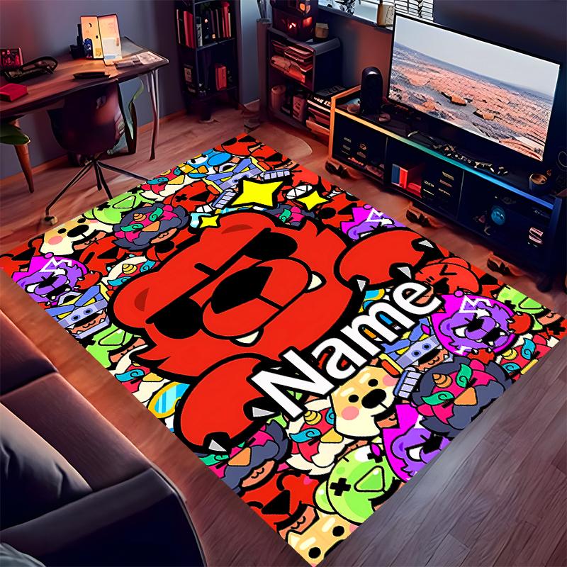 Custom Personalization Brawl Stars Print Area Rug - Soft, Washable Non-Slip Indoor Mat,Living Room,Home&Office Decorative Rug