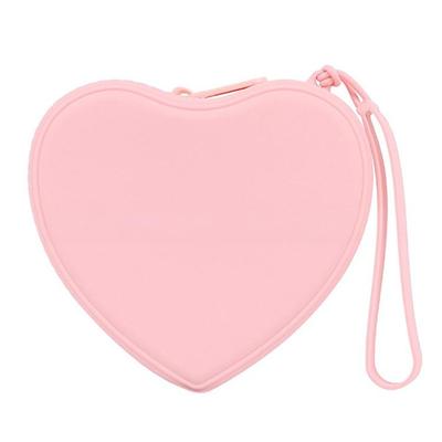 Cute Silicone Coin Purse Waterproof Solid Color Small Wrist Wallet Zipper Heart-shaped Travel Sundries Storage Bag