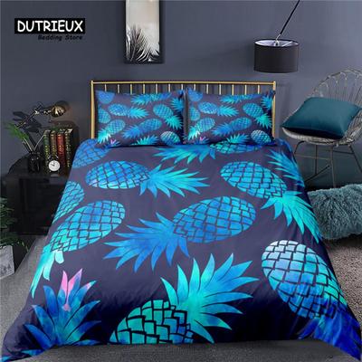 Lussuoso Set Biancheria da Letto 3D con Stampa Ananas per Casa, Soggiorno, Confortevole Copripiumino, Federa, Set Biancheria da Letto per Bambini, Misura Queen e King EU/US/AU/UK