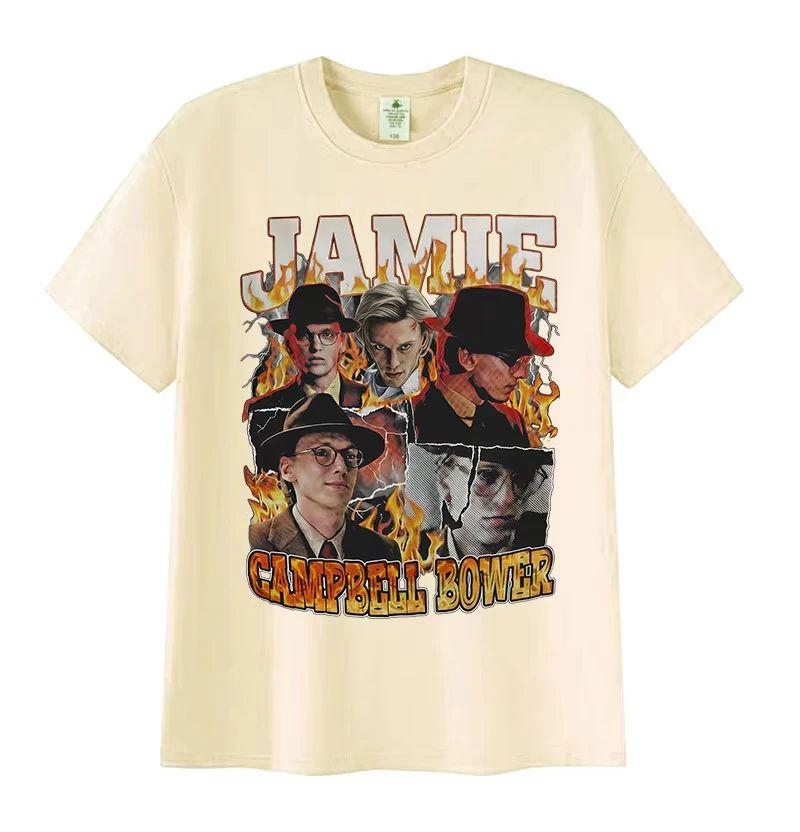 Vintage Mode Klassische Gothic Kleidung Limitierte Schauspieler Jamie Campbell Bower Grafikdruck T-Shirt Lässiges Baumwoll-T-Shirt Unisex