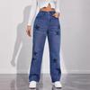 2024 Women's High-Waisted Straight-Leg Jeans - Comfortable and Casual Washed Denim for Outings