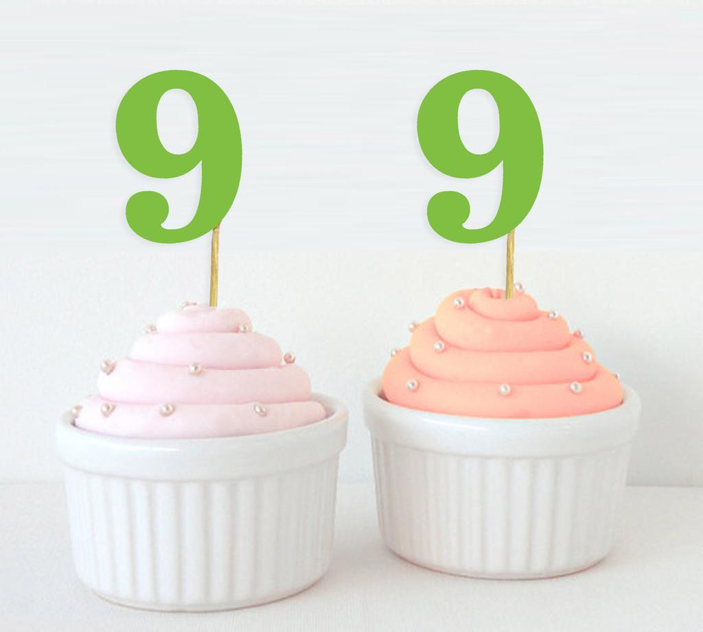 Darling Souvenir| Number 9 Birthday Year Cupcake Toppers| Birthday  Anniversary Party Dessert Decorations - Pack Of