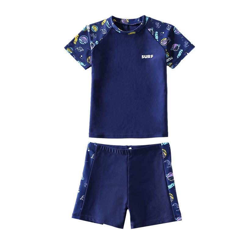 Boys' Sun Protection Split Swimsuit Set 2025 - Swim Trunks for Kids In S, M, L; Hot Spring Style.