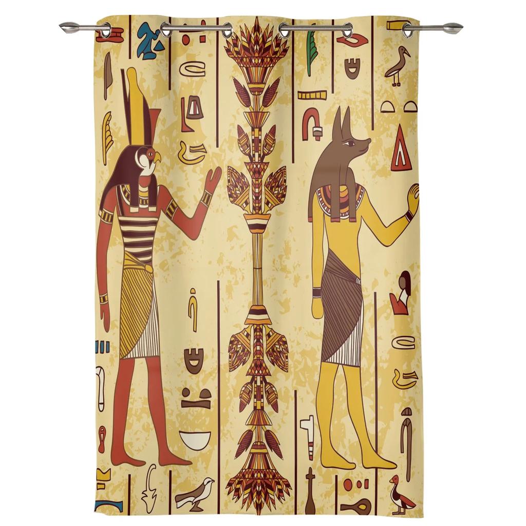 Egypt Pharaoh Yellow Mural Ancient Window Curtains Home Decoration Living Room Curtains Kid's Room Cortinas For Kitchen Bedroom