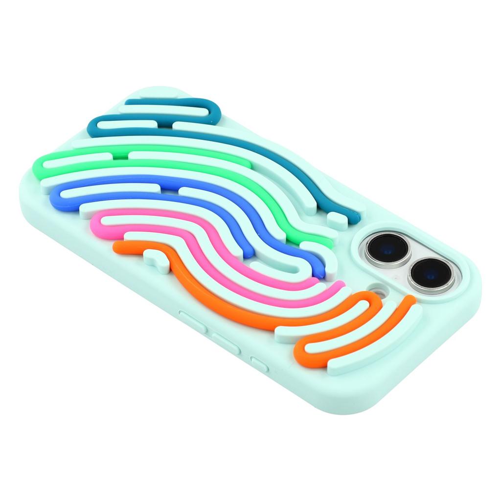 For iPhone 16 Case 3D Stress Relief DIY Colorful Bar Silicone PC Phone Cover Arc Stripe