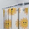 Bright Sunflower Shower Curtain White Bath Decor For Kids Room Waterproof Fabric Printed With Smiling Faces Perfect Gift For Mot