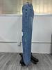 Women's INS Fashion Ripped High-Waisted Wide-Leg Jeans