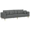 Dark Grey 250 X 77 X 76 Cm Fabric Sofa with Cushions