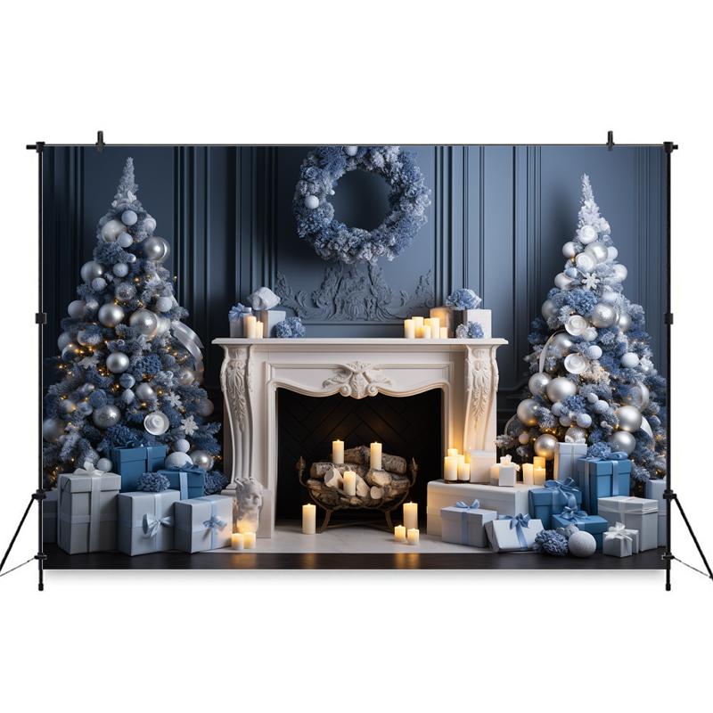 Mocsicka Christmas Photography Background Xmas Tree Fireplace Wall Decors Family Baby Children Portrait Photo Backdrop Wallpaper