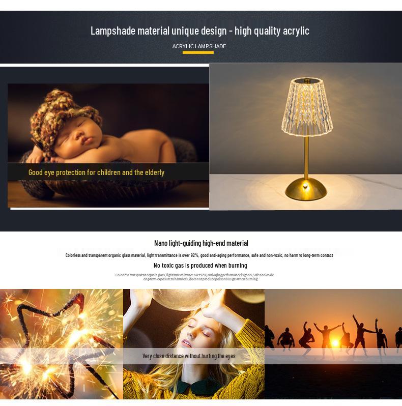 Touch-Control LED Crystal Night Light - Rechargeable, Adjustable Three-Color Dimming for a Creative Atmosphere