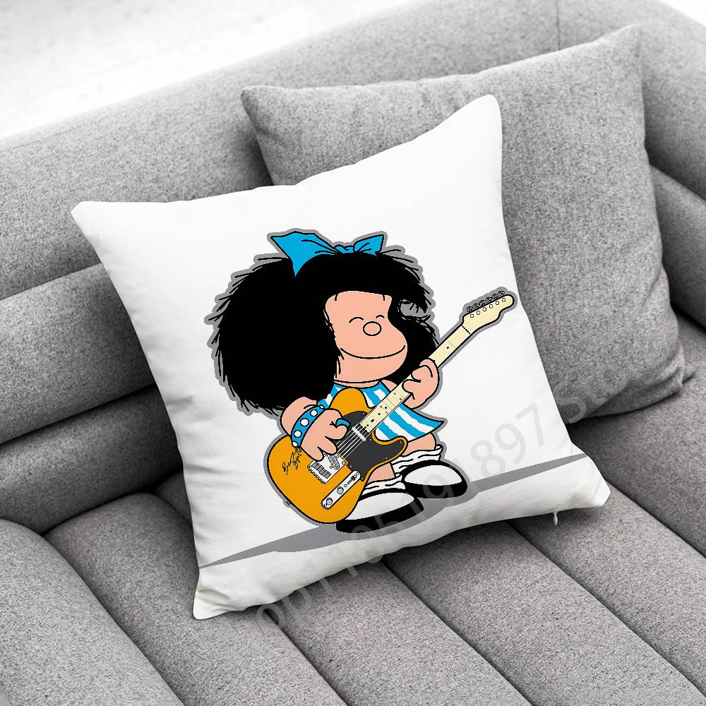 Cute M-Mafalda Girl Comic Throw Pillow Case For 45x45cm 40x40cm 55x55cm 50x50cm 30x30cm Square Car Pillowcase Shell