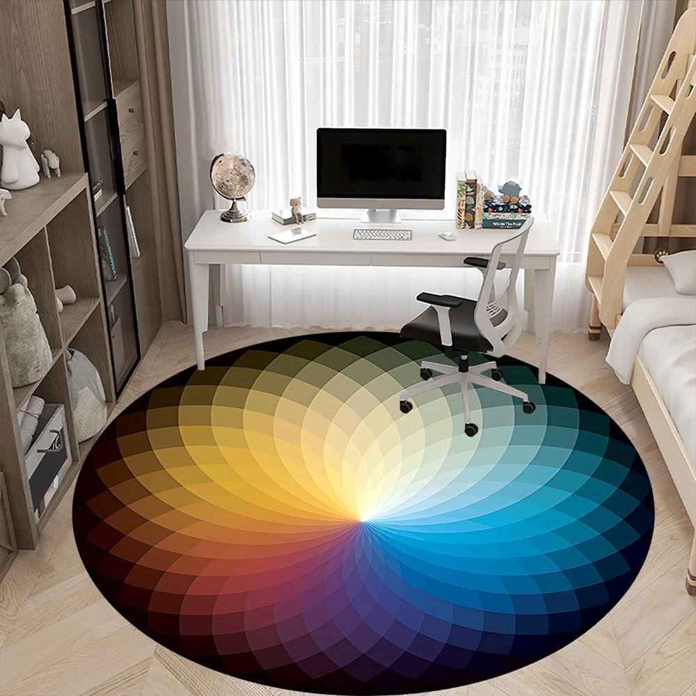 1pc Color Wheel Chair Carpet for Office, Non-slip, Soft and Durable Office Rug for Interior Decoration, Perfect for Office yy260313028