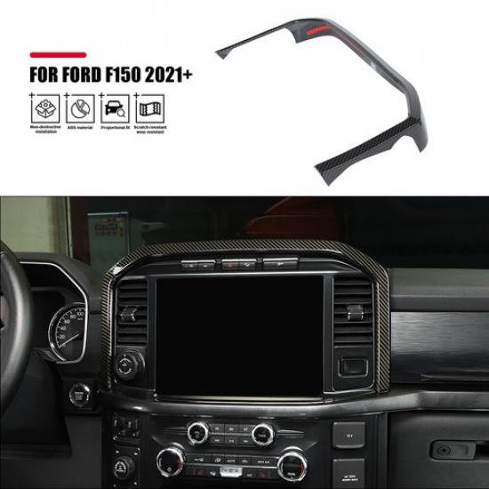 Carbon Fiber Center Console Navigation Cover Trim Frame Bezels For Ford F150 21+