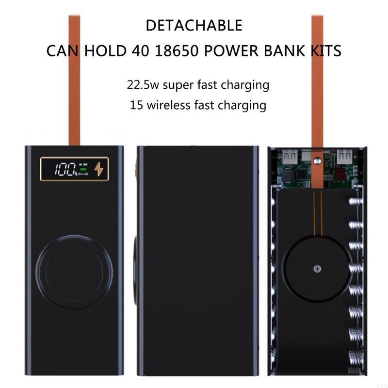 Q6PA Tragbare 40x18650 Akku-Aufbewahrungsbox DIY Power Case Box mit Schnelllade- und Mehrfachschutzfunktionen Ohne Akkus
