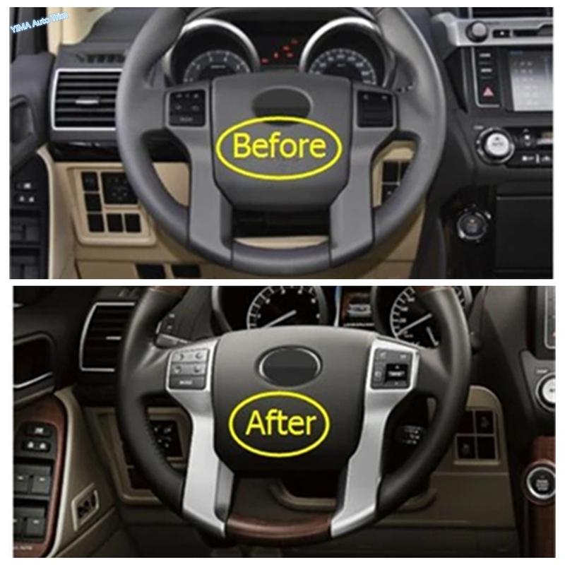 Car Steering Wheel Decoration Strip Cover Trim For Toyota Land Cruiser Prado FJ150 2014 -  ABS Matte Interior Accessories