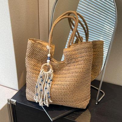 Elegant Ladies Straw Woven Handbag Women Holiday Beach Commute Casual Tote Top-Handle Bags Fashion Retro Shoulder Bags