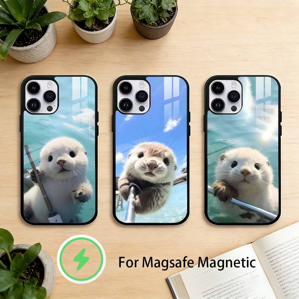 Cute Baby Sea Otter Phone Case For iPhone 17,16,15,14,13,12,Plus,Pro,Max For Magnetic Wireless Charge