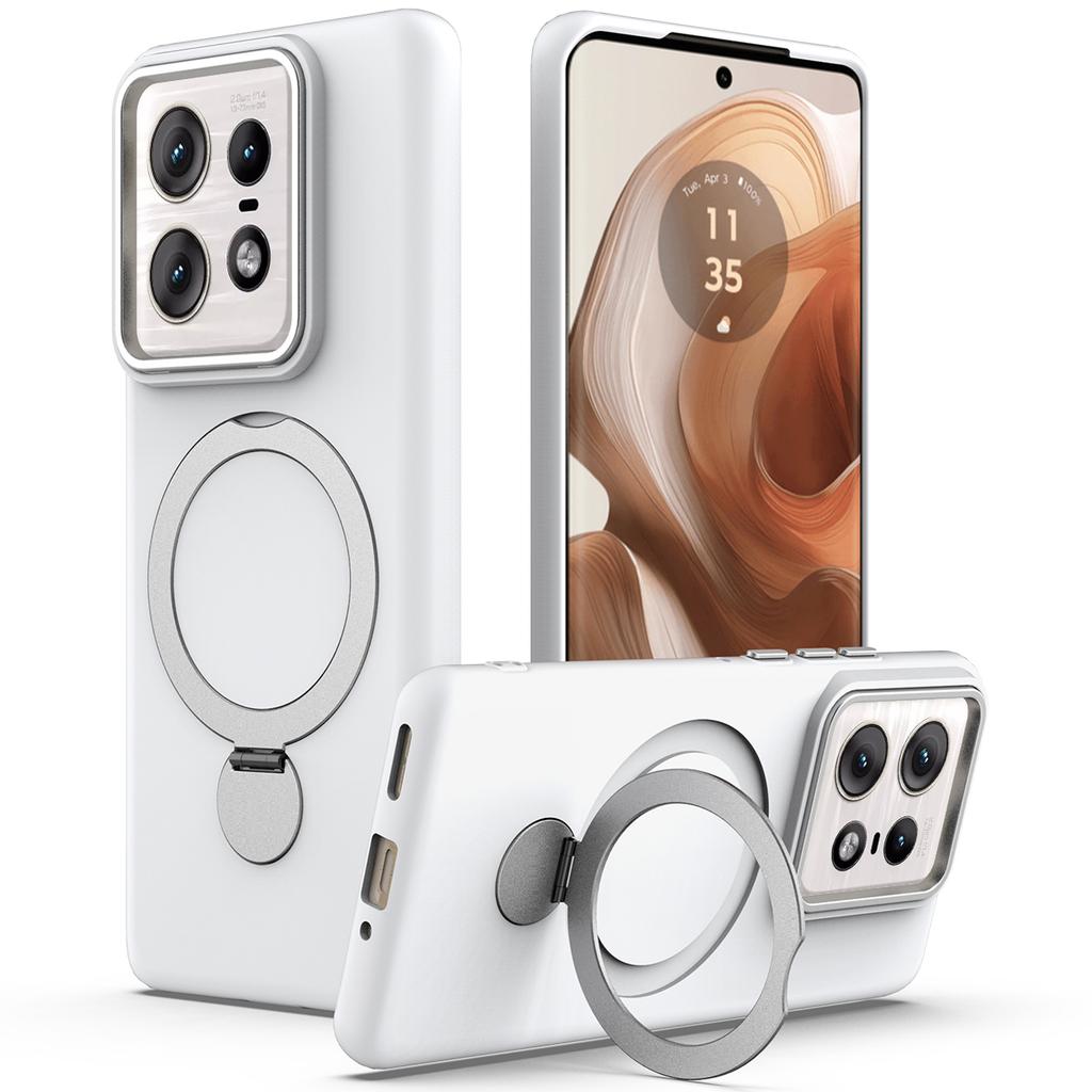 For Motorola Edge 50 Pro 5G Magnetic Case Rotating Ring Kickstand TPU + PC Back Cover