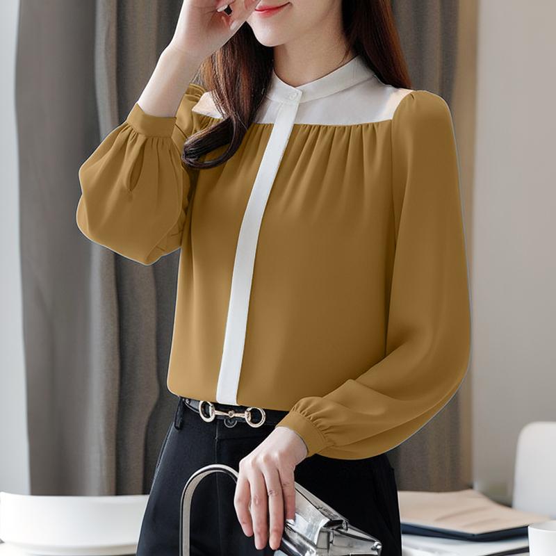 

ZANZEA Женская повседневная свободная блузка с круглым вырезом и длинными рукавами 5XL хаки