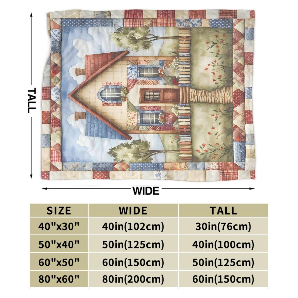 Cottage Quilted House Plush Blanket Children Flannel Bedding Throws For Home Decor Warm Custom Quality Bedspread Present