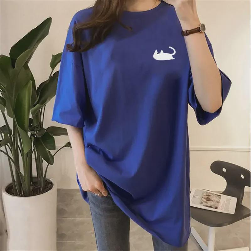 Women's Trendy Loose Round Neck Printed T-Shirt - Summer Lazy Style