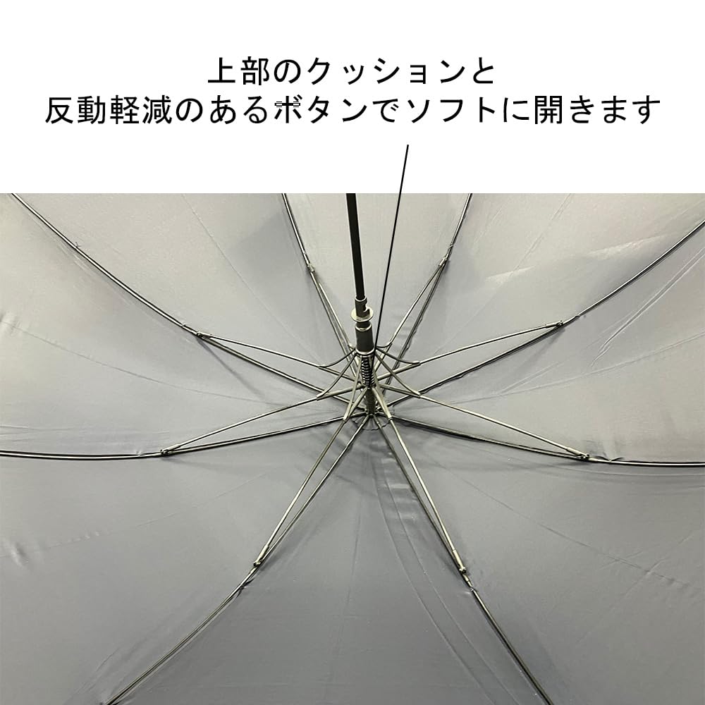 Waterfront Long Umbrella Umbrella Piping Dark Navy 65cm Large But Soft Opening Actually Hard Wind Resistance Main Rib Receptacle FRP Unisex ``Soft
