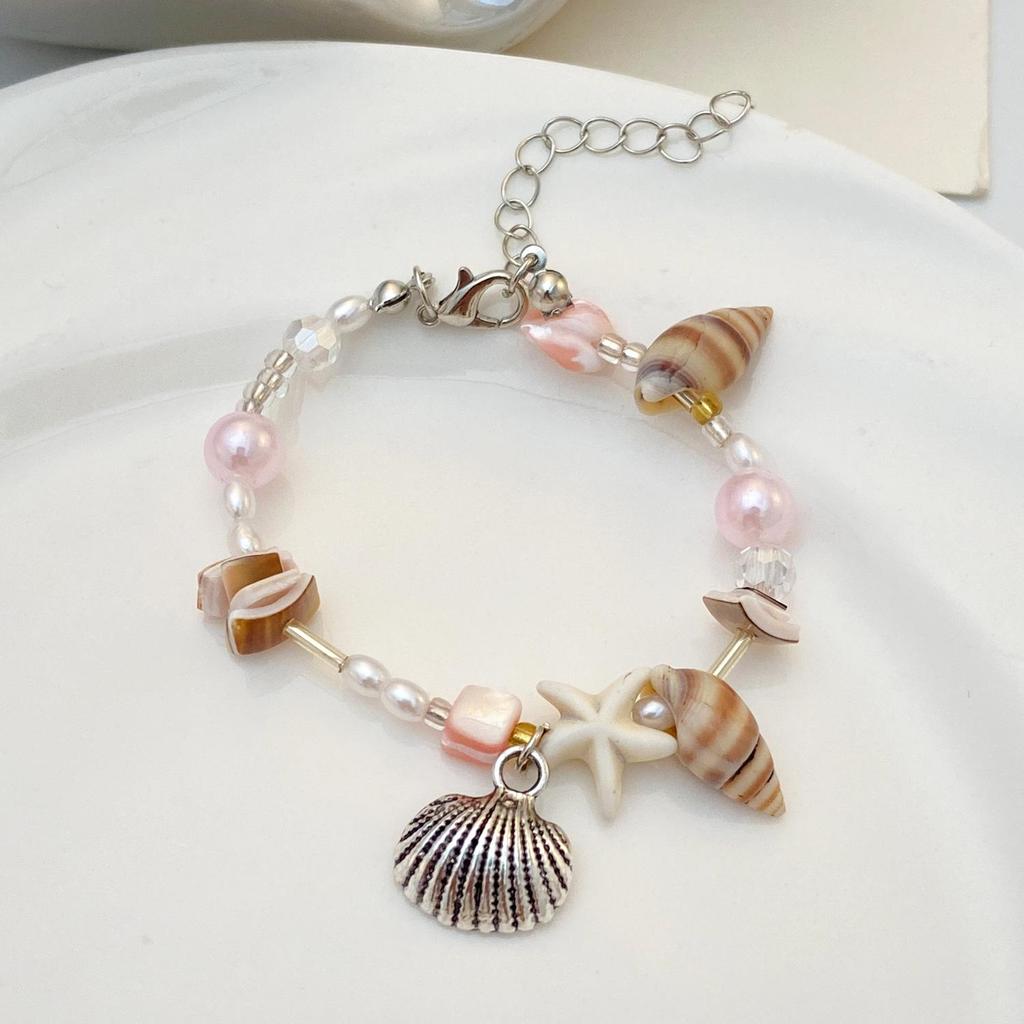 French Retro Crystal Beaded Pearl Bracelet for Women - Purple, Niche Design