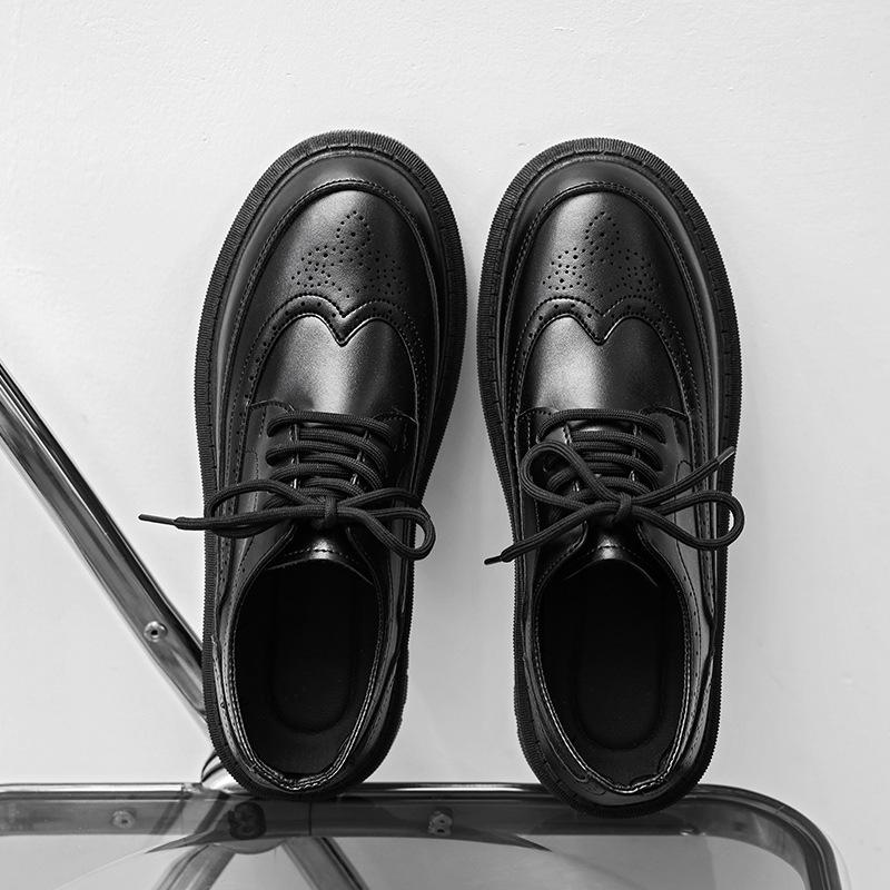 Leather shoes 2 autumn new retro casual men's black work shoes fashionable and versatile
