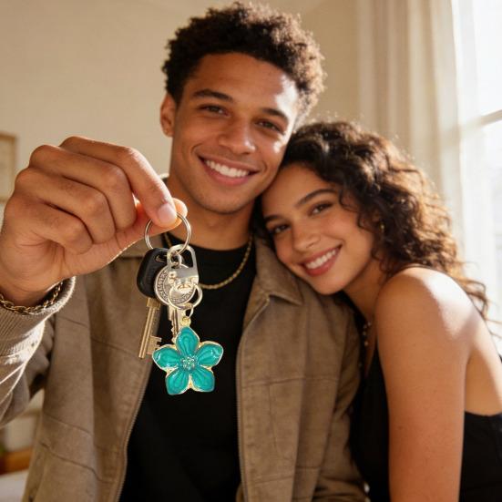 Keychain Pendant Ergonomic Flower Design Key Ring Decorative Versatile Key Holder Backpack Bag Accessory