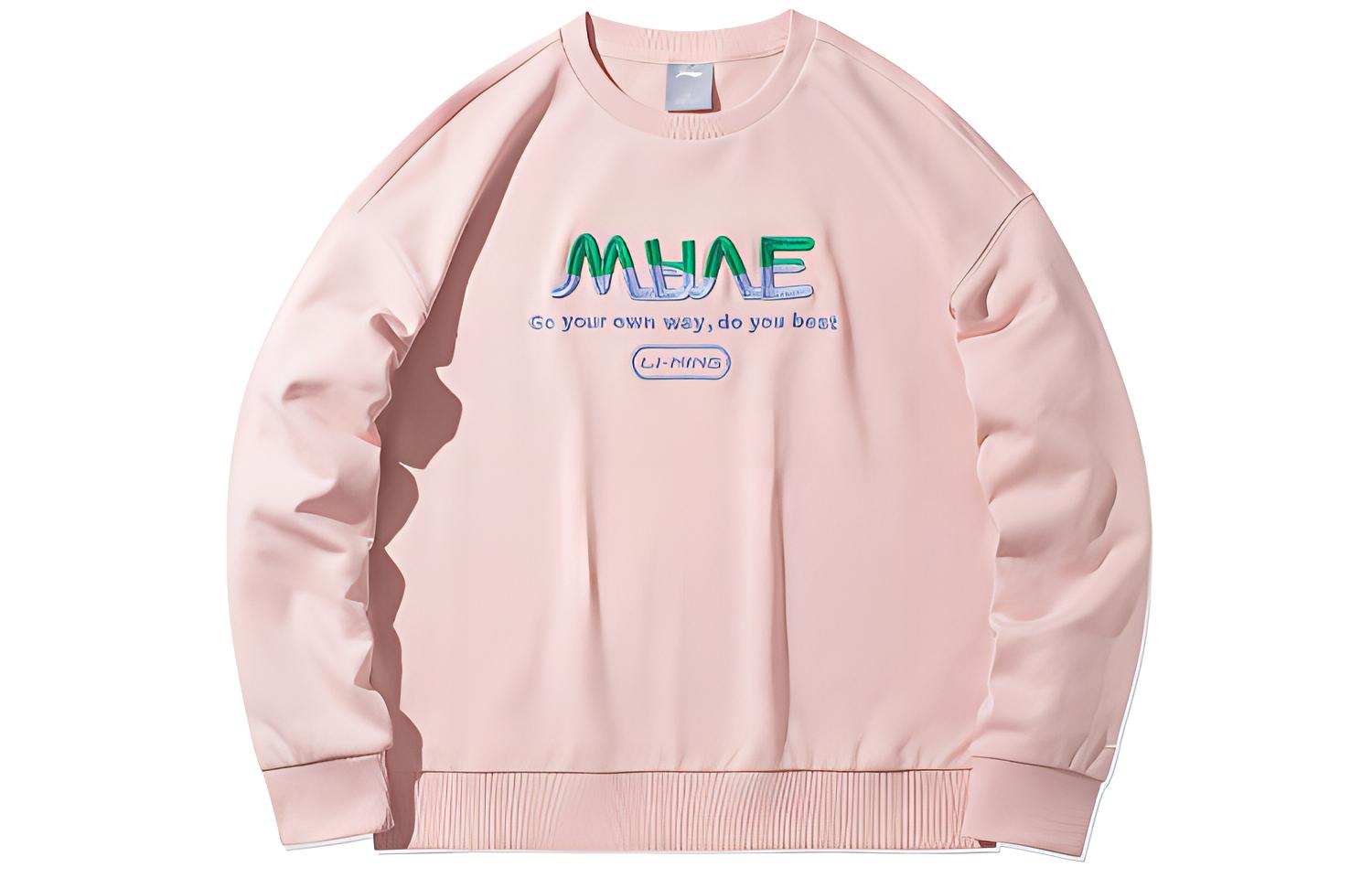 Li Ning Sweatshirts Women s Pink Crew Neck Moderate Regular AWDR496-2 XL