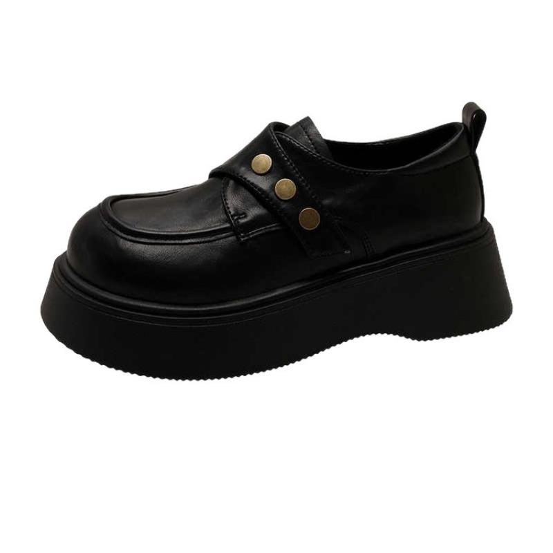 New Heightening Small Leather Shoes Femininity Single Shoes Autumn Mary Jane Black Thick Sole
