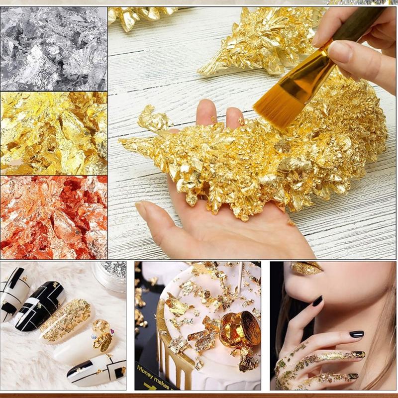 3 Colors Gold Foil Flakes for Resin Imitation Gold Foil Flakes for Nails Painting Crafts Slime and Resin Jewelry Making