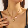 DIEYURO 316L Stainless Steel Pink Flower Rose Heart Pearl Pendant Necklace For Womens New Fashion Neck Chain Jewelry Gift